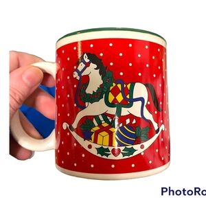 Christmas rocking horse mug vintage